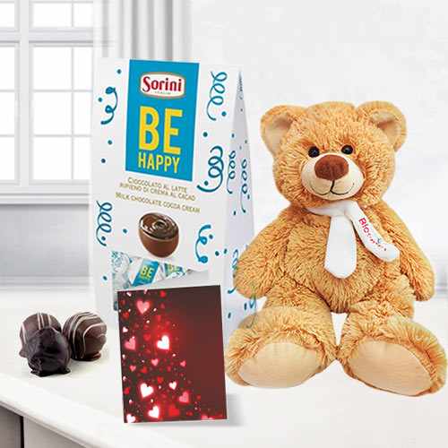 Combo of Teddy Bear, Italian Chocolate and Card